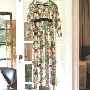 Vintage S Leslie Fay floral  Maxi Fairytale Garden Party Bloom Core Romatic